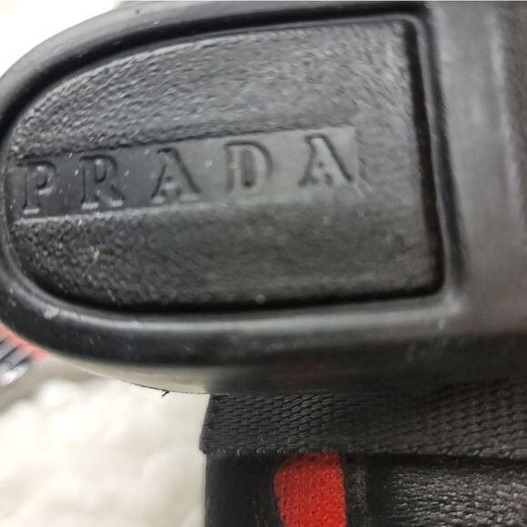 Prada Sport Womens Sneaker Shoes Sise 9 Black Red Blue Strappes Closure - Picture 16 of 16